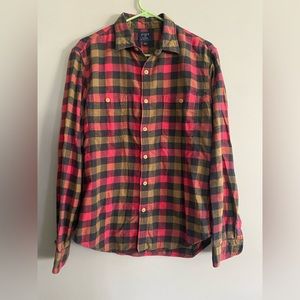 J.Crew Flannel Button Up Shirt Mens Medium M Long Sleeve Pocket Check Multicolor